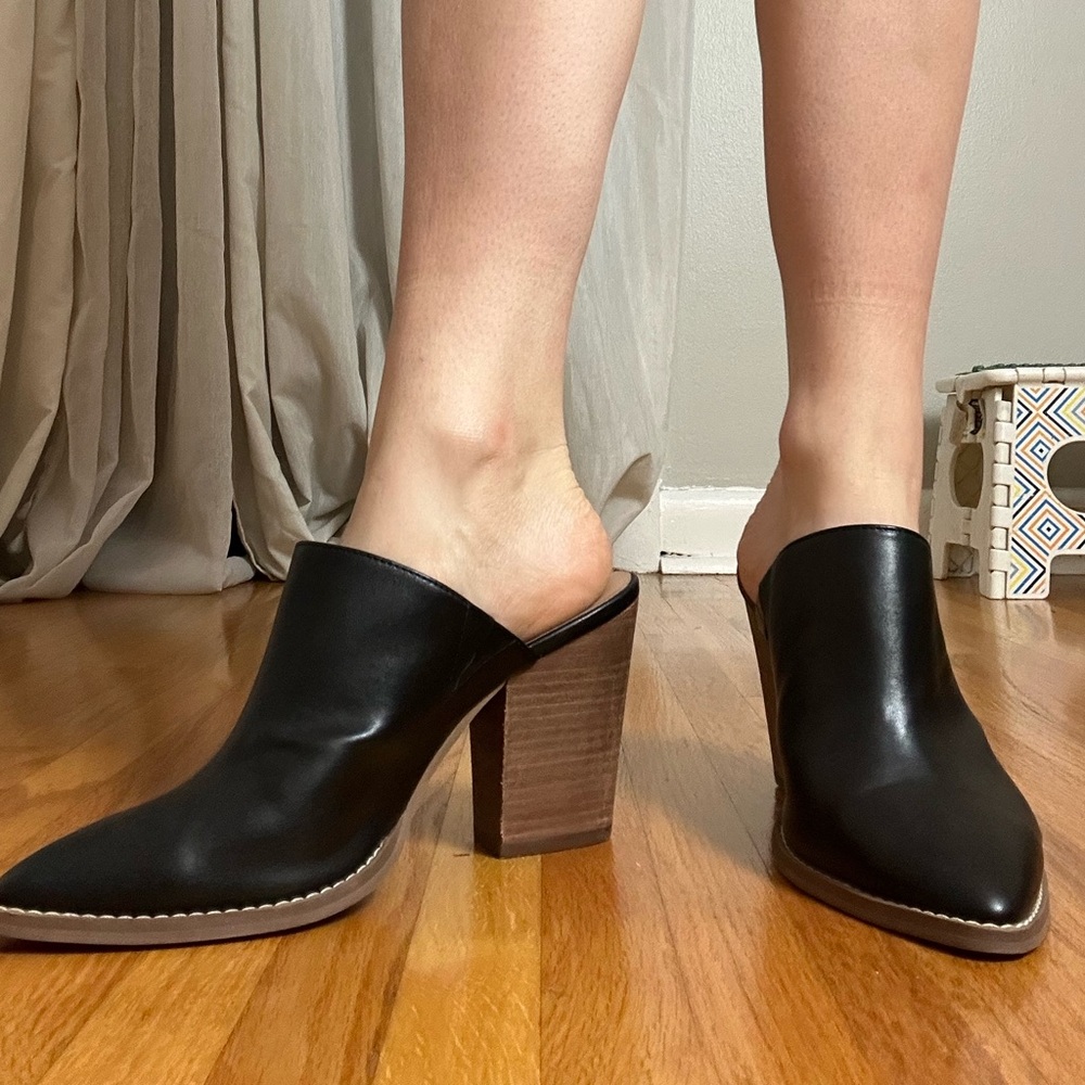 Abound Black and Tan Mules Modern Style